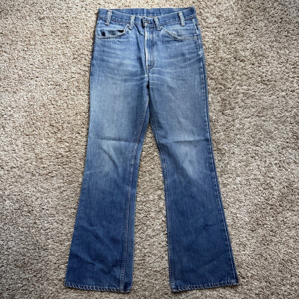 Vintage Levi’s 70’s Orange Tab 646 Bell Bottom Flare Blue Denim Jeans Size 32x33